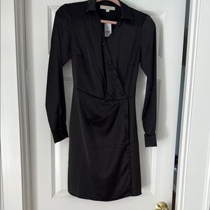 LOFT Black Ruched Wrap Sheath Dress- NWT
